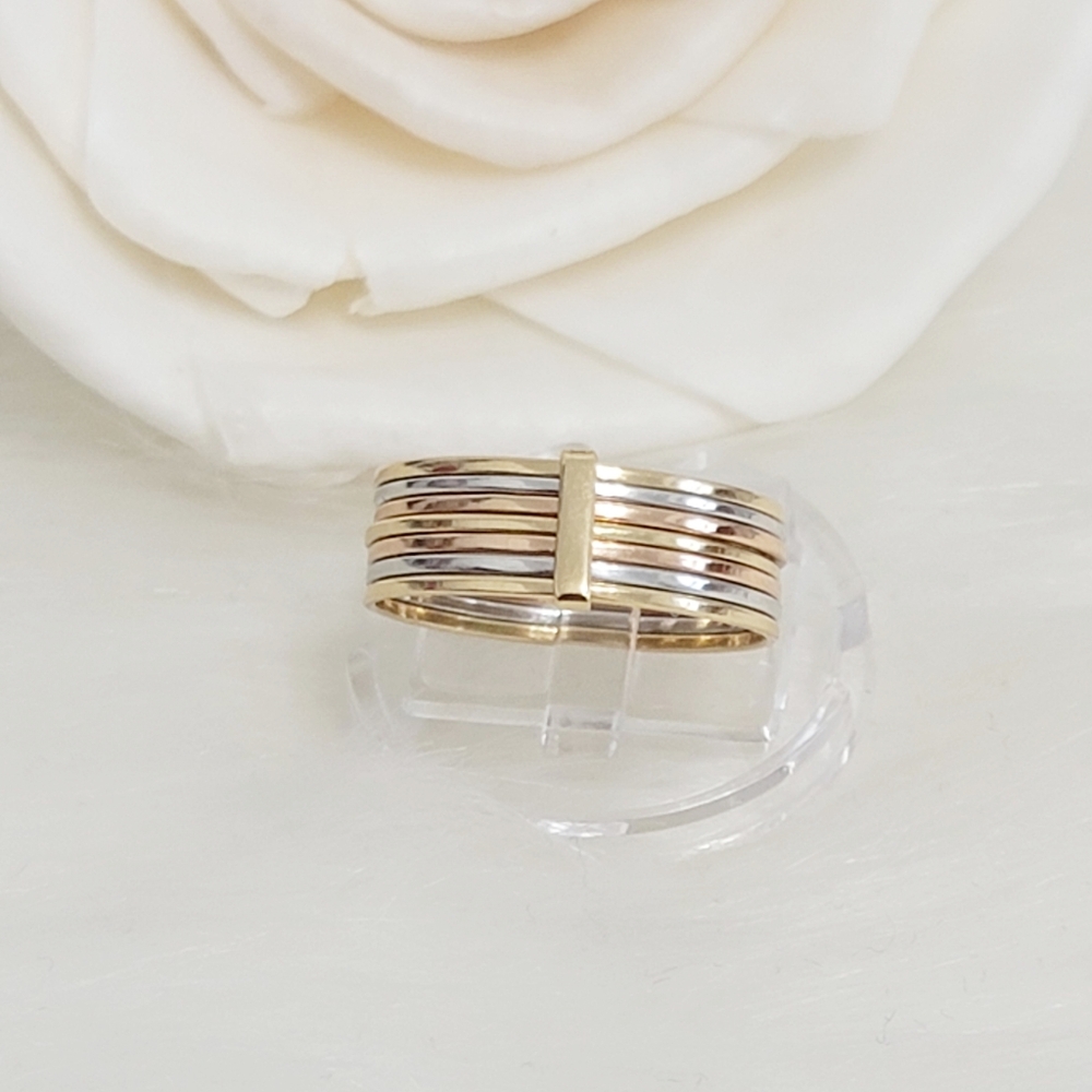 18k Solid Gold Tricolor 7Days ring